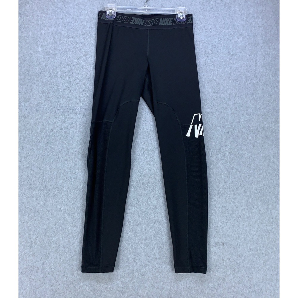 Nike Pro Dri-FIT Leggings Womens L Black Mesh Panel Training Tights AQ0056-010